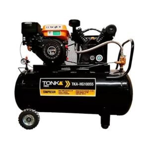 COMPRESOR HORIZONTAL 108Lts CABEZAL 2 PISTONES EN V MOTOR TONKA GASOLINA 5.5HP TKA-HG10055